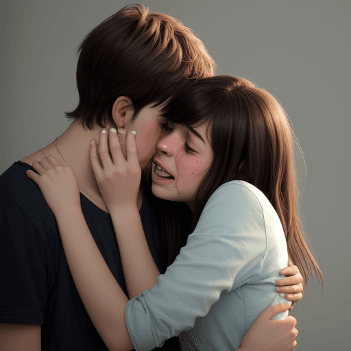 AI generated: A girl with her boyfriend and crying