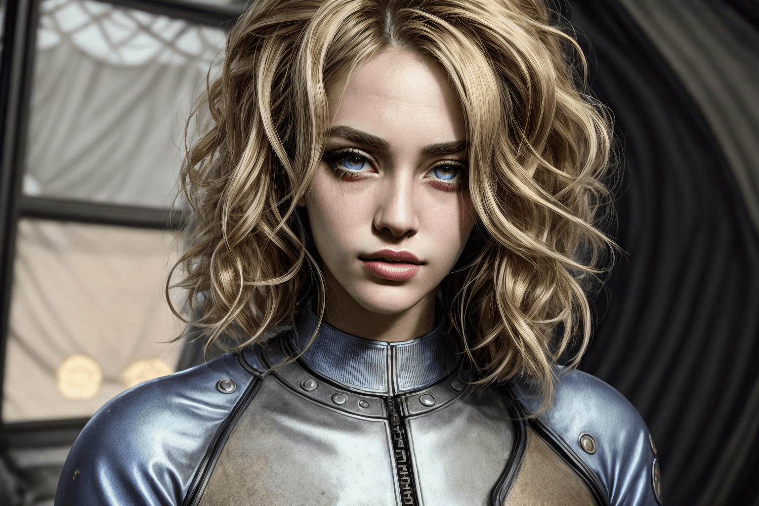 AI generated: full body:1.5, dynamic angle, ultra-detailed, beautiful girl, age 26, vaultsuit, hacking computer, n...