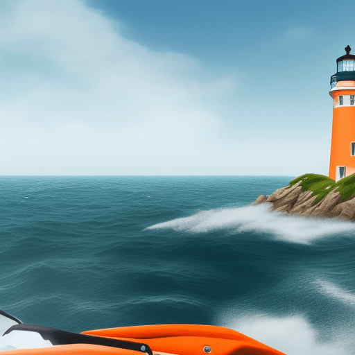 AI generated: Create a logo in a scenary drawing for a jet-ski company, located in Brittany, France. Display the s...