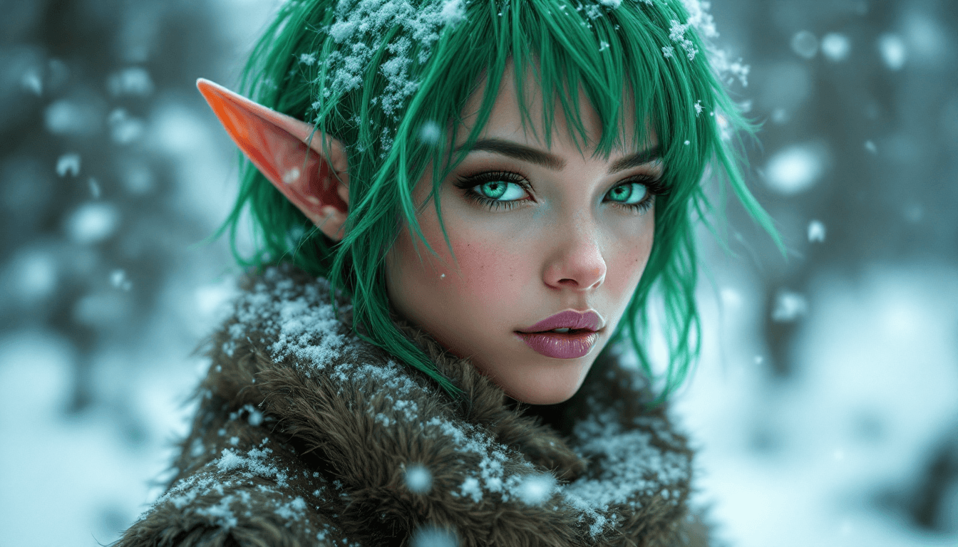 AI generated: elf woman elf ears. 4k, ultra hd, photorealistic, high detail,  ultra-realistic shot on a Sony A7III...