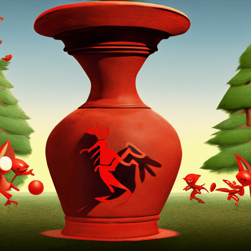 AI generated: a 4k photo of a classical greek vase in the red-figure pottery style depicting pikmin from the video...