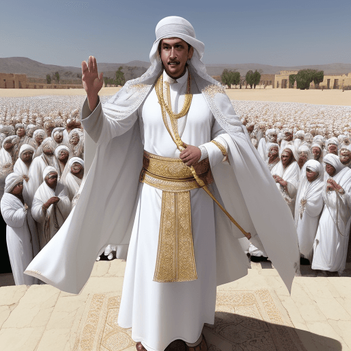 AI generated: At the forefront of this scene stands a noble figure, a man representing solidarity and support. He ...