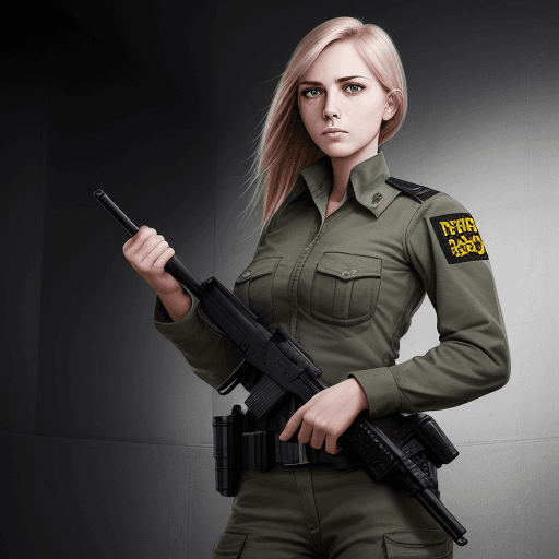 AI generated: Female, civil, weapon, calm, realistic, young, inspiring, libertarianism, no text, politics, educati...
