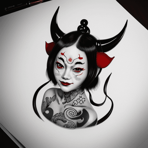 AI generated: Create a Japanese Hannya Blackwork Tattoo Design