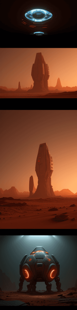AI generated: a futuristic art colony on mars , dramatic cinematic lighting, 4k, 50mm lens