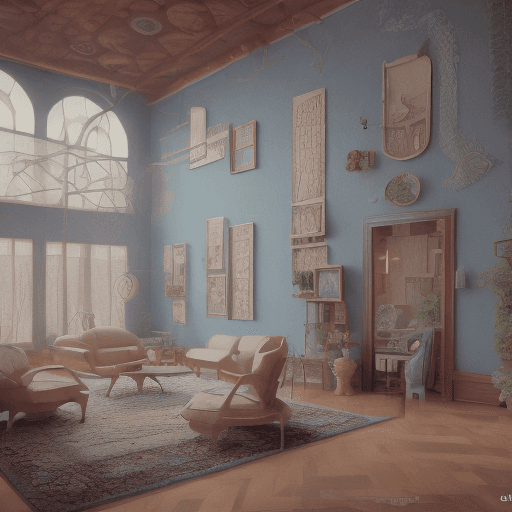 AI generated: High resolution photography interior design, dreamy sunken living room conversation pit, wooden floo...