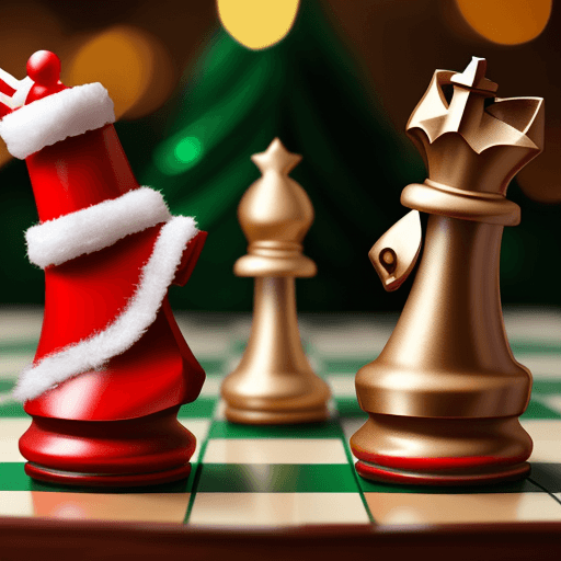 AI generated: Some chess pieces whith Christmas theme.
