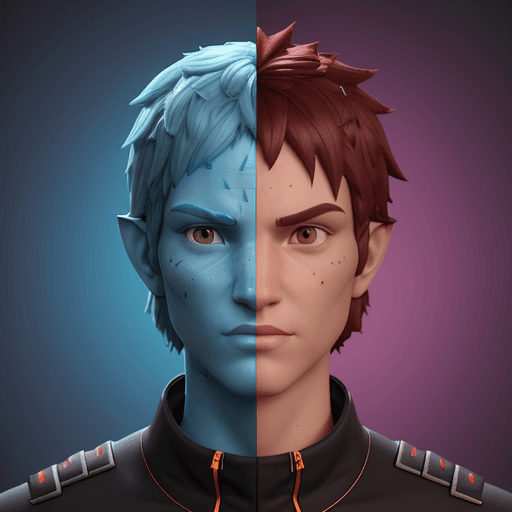 AI generated: 3D Avatar Design head shot a web developer with the text "Dante", "Playful, Cute, Colorful, Animated...
