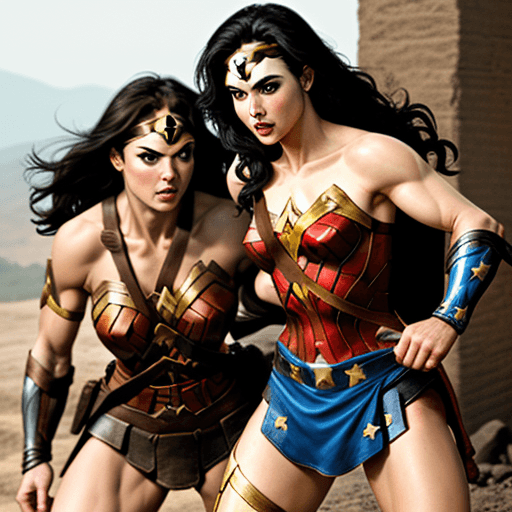 AI generated: Rambo and Wonder Woman