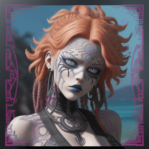 AI generated: Mereoleona Vermillion from the show black clover, Vaporwave C64 game cover style pop art beautiful M...