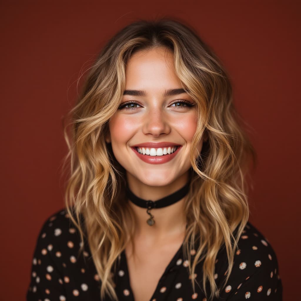 AI generated: Instagram photo, jennifer lawrence smiling, in the style of social media influencers, 21-25 years ol...
