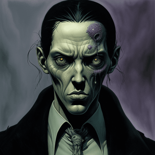 AI generated: Photorealistic surreal Lovecraft character in the styles of Sergio Toppi and Enki Bilal, fantasy mot...