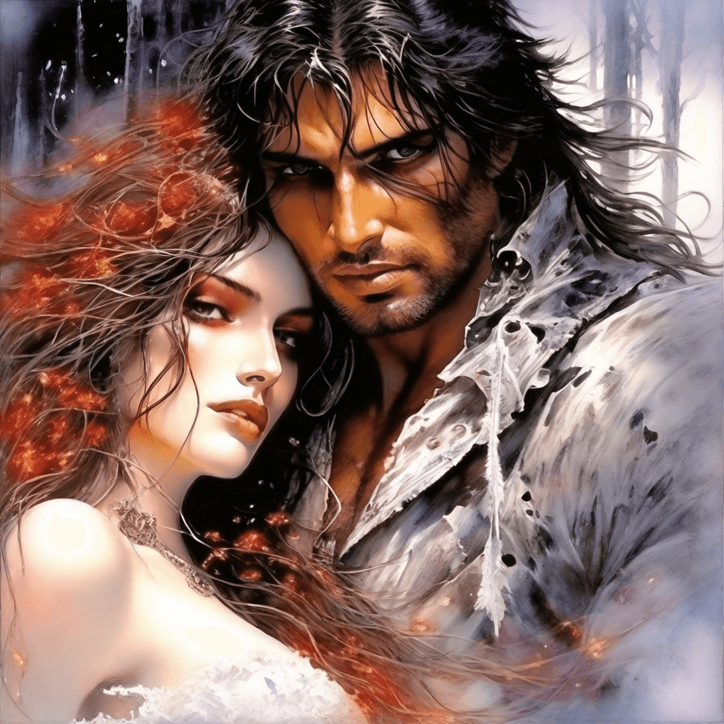 AI generated: A stunningly intricate close up portrait of a romantic couple, (((luis royo and julie bell inspired ...