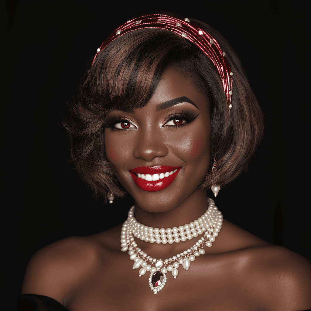 AI generated: Highly detailed and realistic portrait of a stunning young black woman with a confident smile, style...