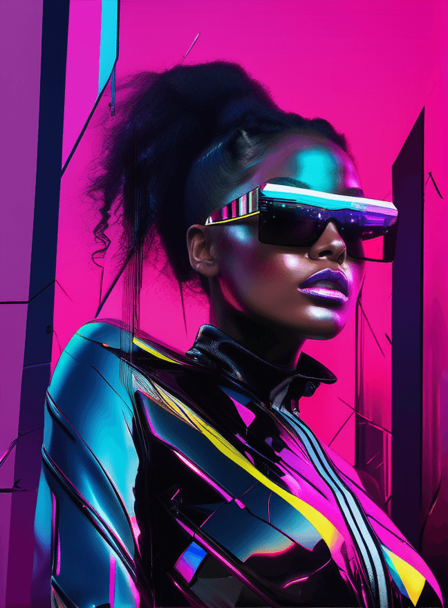AI generated: in the style of futuristic digital art, prismatic intelligence, glass fragments art, (diagonal incis...