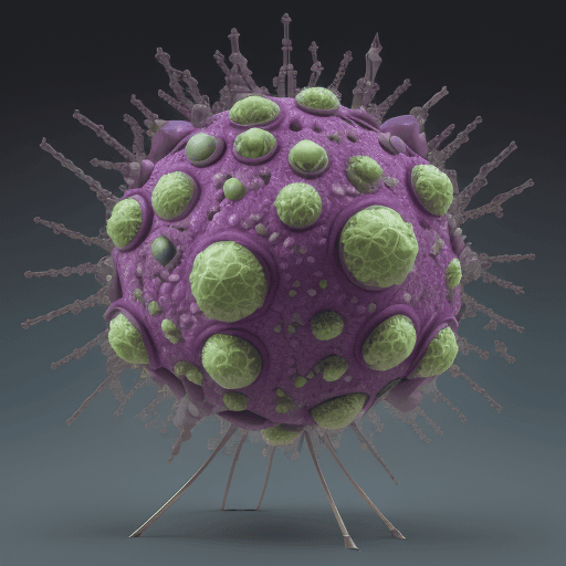 AI generated: Create a detailed and visually compelling 3D image of a spherical virus, showcasing its individual c...