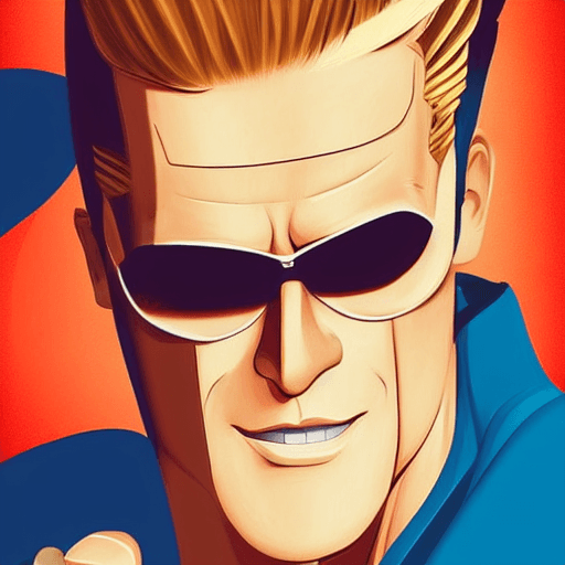 AI generated: Johnny Bravo poster art, portrait of Johnny Bravo, clean, simple illustration, nostalgic, domestic, ...