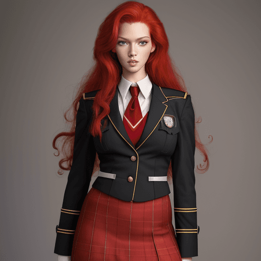 AI generated: entire body , masterpiece , a topmodel long legs , beautiful face , red curled hair , black eyes , f...