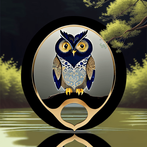AI generated: Craft a unique and sophisticated logo highlighting an elegant owl with a tree and a small river, ref...