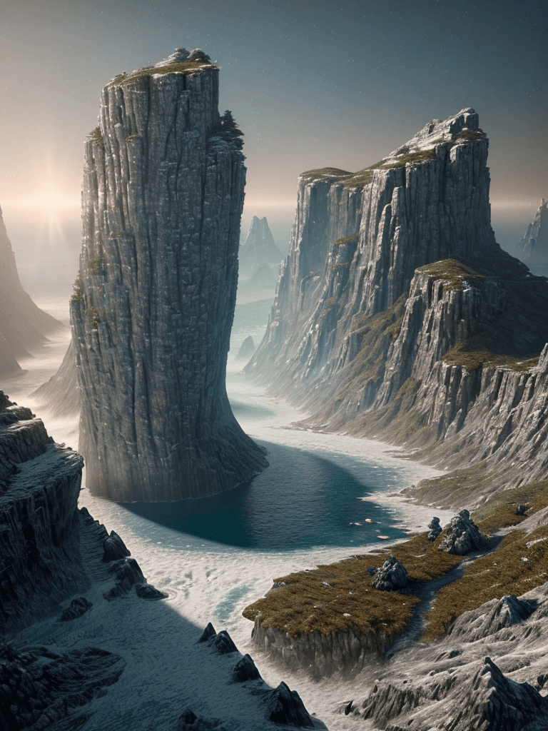 AI generated: Photo of a ultra realistic edge of the Earth, bright light, cinematic lighting, battered, low angle,...