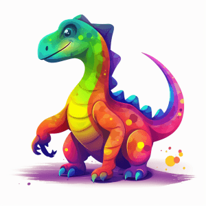 AI generated: A playful icon of a dinosaur, Pixabay style, bright and colorful palette, art by Garald Brom, white ...