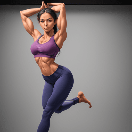 AI generated: hyper-realistic photo of a toned yoga instructor in a yoga pose, woman, 21-25 years old, in yoga app...