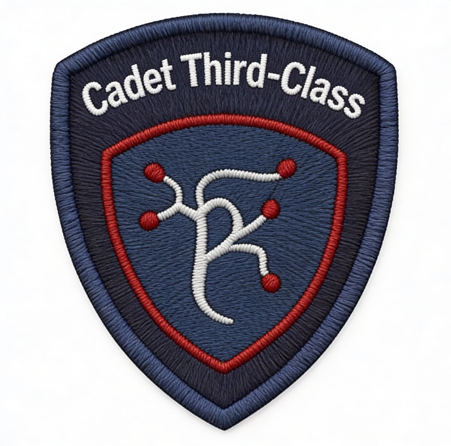 AI generated: Create Sci-Fi uniform patches. Use the reference image 1, and change Threat Logic to Cadet Third-Cla...