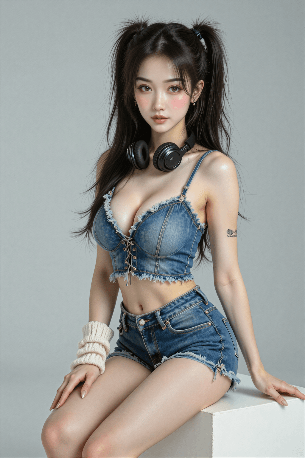 AI generated: A highly detailed, photorealistic, cinematic medium shot of a beautiful young East Asian woman in a ...