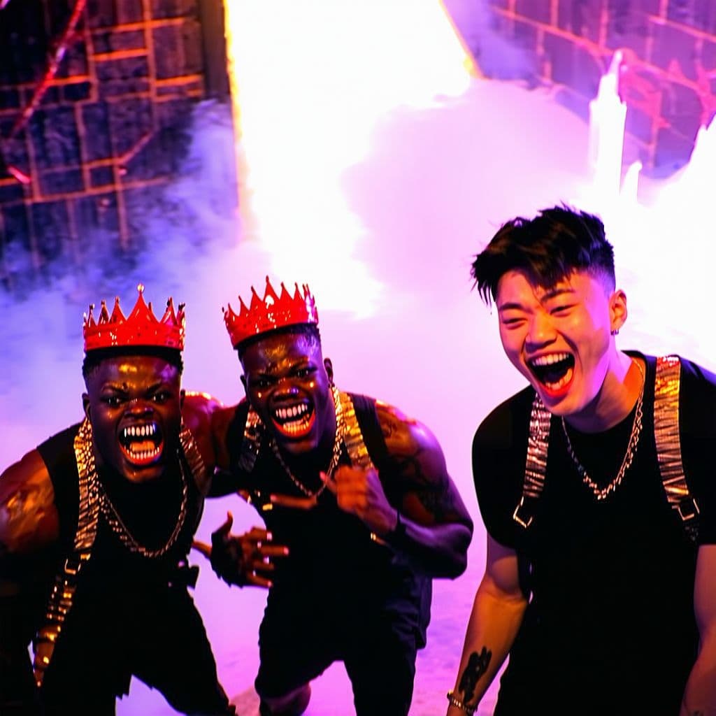 AI generated: ksi, mr beast, ricegum, in hell