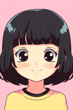 AI generated: Illustration, Headshot, Zoom Shot, an adorable anime character, with a happy expression, highlightin...