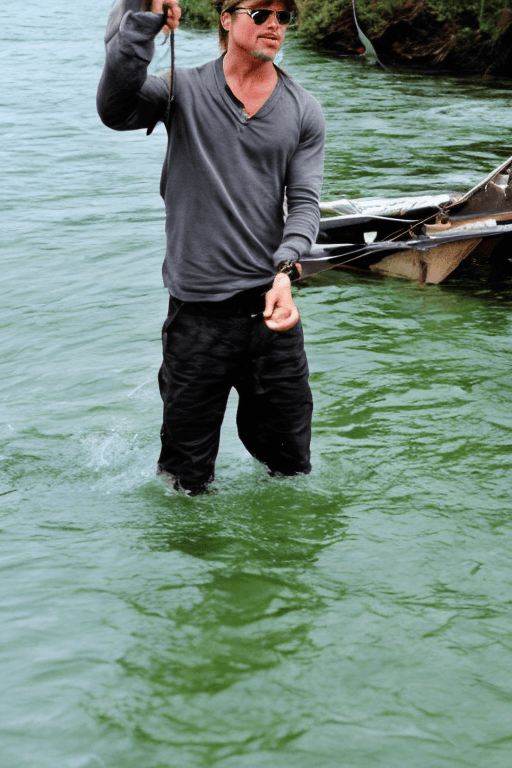 AI generated: Brad Pitt fishing
