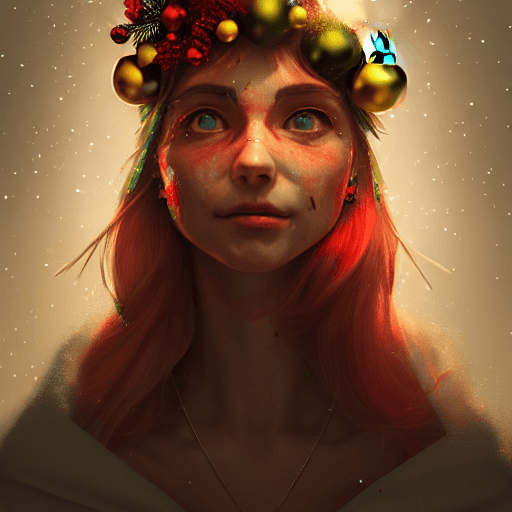 AI generated: portrait of a Christmas Fastival with snta, slight smile, digital painting, concept art, sharp focus...