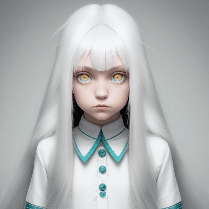 AI generated: by mika pikazo, bright eyes, girls, ,hype, flat,  electric, white long hair, 