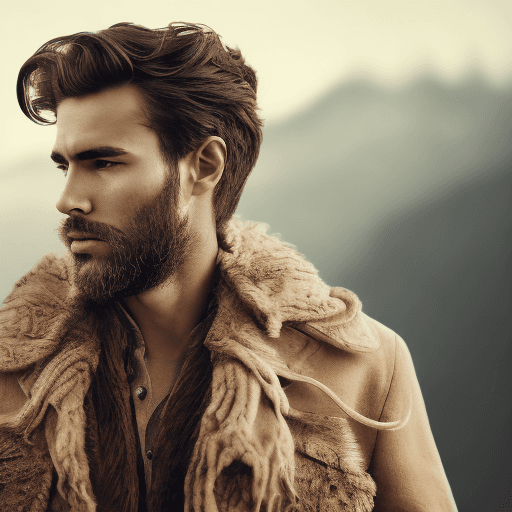 AI generated:  young handsome man, perfect symmetrical face, messy medium brown hair, small beard, wild west envir...