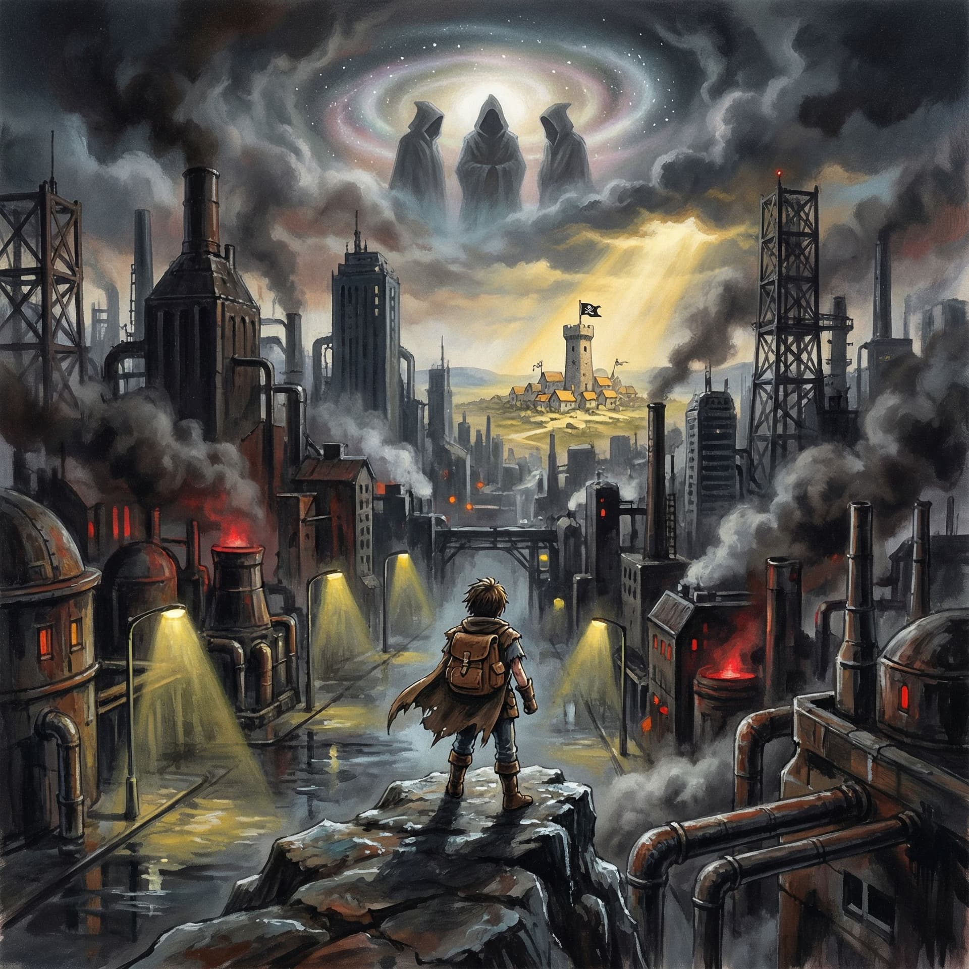 AI generated: Japanese 1990s RPG box art illustration, Konami-style hand-painted airbrush art, romantic compositio...