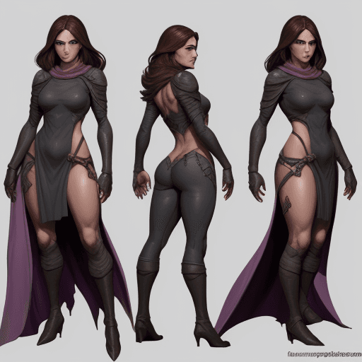 AI generated: full body reference sheet| detailed woman face| rogue| rpg| fantasy| symmetrical features| D&D| dung...