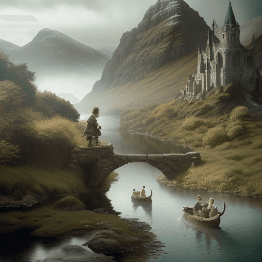 AI generated: epic journeys in hobbit hd wallpaper, in the style of venetian rococo, multiple filter effect, dark ...