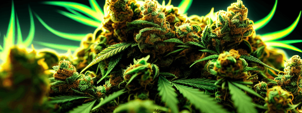 AI generated: cannabis delivery, epic scale cinematic full body marijuana goddess character concept perfect focus ...