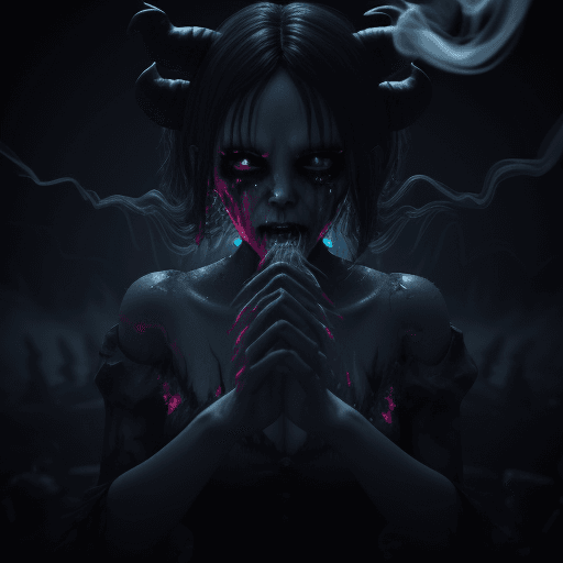 AI generated: 3d render smoke swirling horror female demon Ghost dripping plasma, disintegrating, ghost in swirlin...