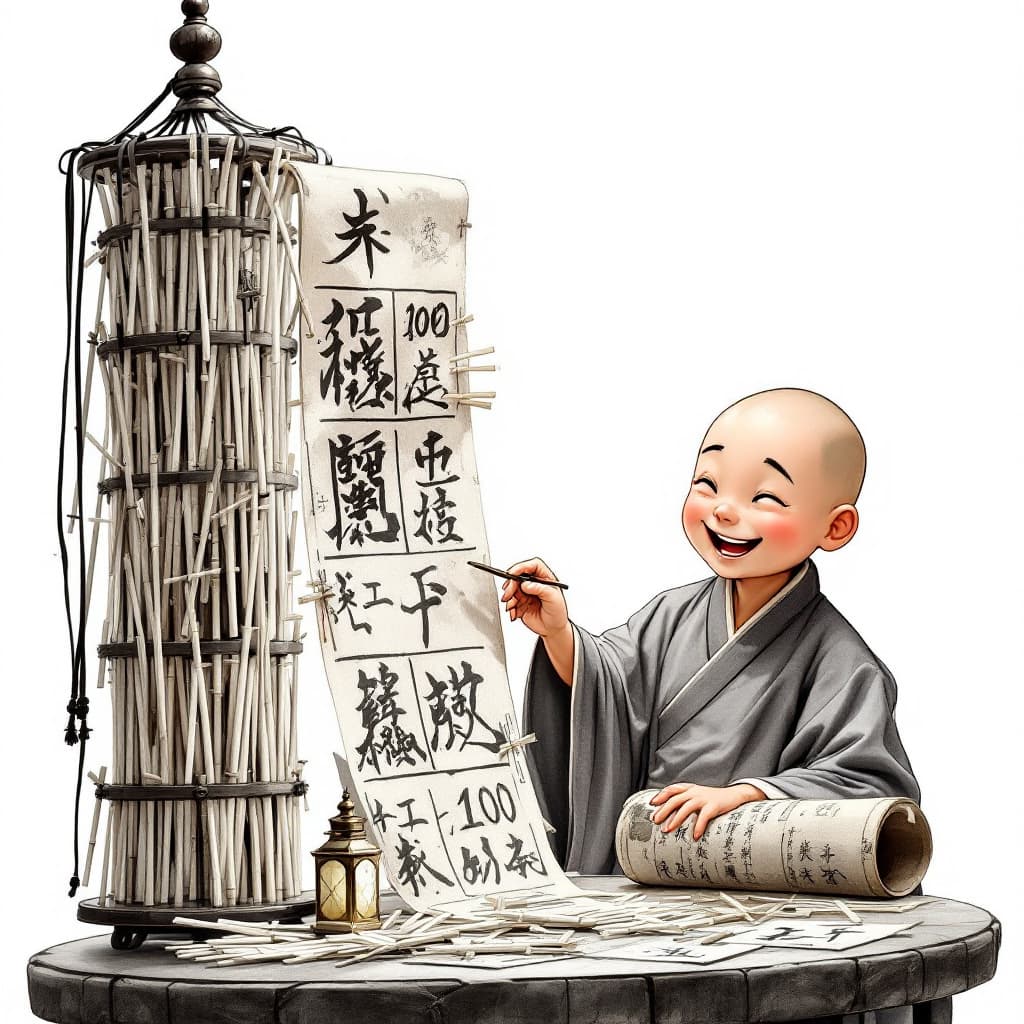 AI generated: Chinese Taoist priests provide believers with divination tools. There are about 100 divination stick...