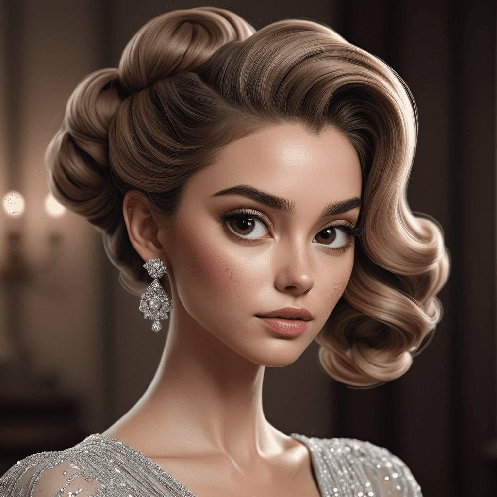 AI generated: the drawing shows a woman with hair in an updo, in the style of hyperrealism and photorealism, glamo...