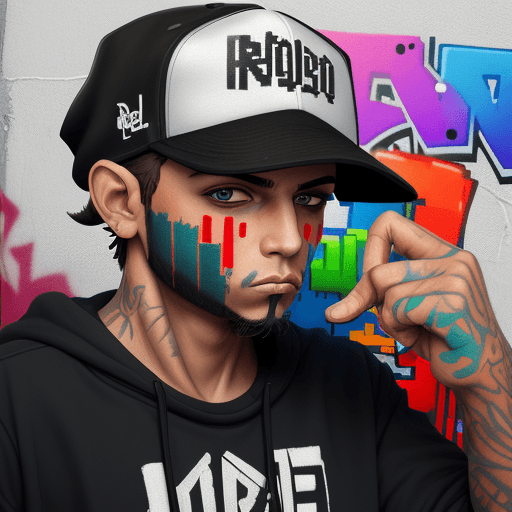 AI generated: Graffiti writer con gorra que Dice Cuen bandana tapando rostro estilo vandal,con aerosol en la mano,...