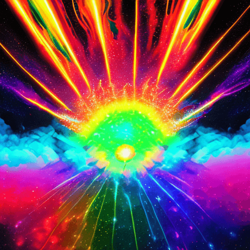 AI generated: cybernetic flames levelling up dragon eggs surround in rainbow fire and flame drops scenery, landsca...