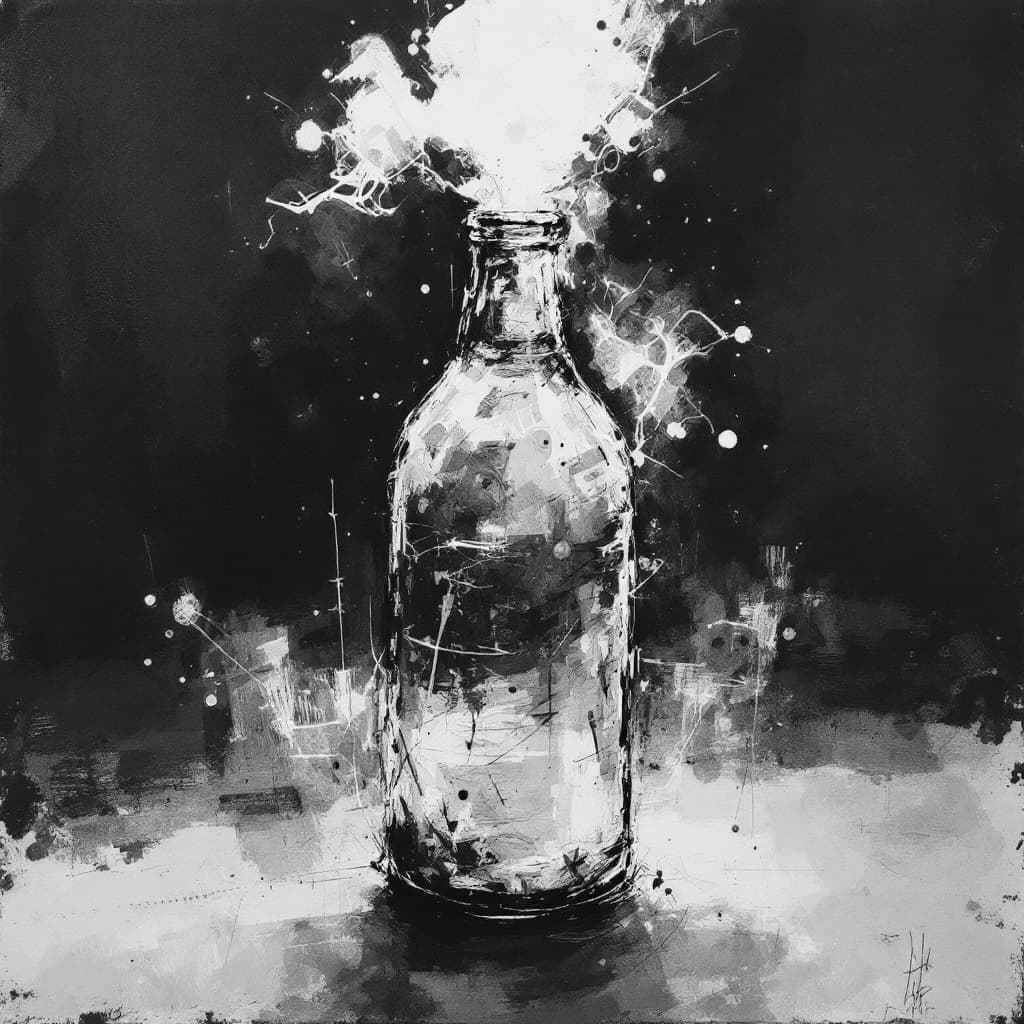 AI generated: botella, charcoal sketch, expressive mood