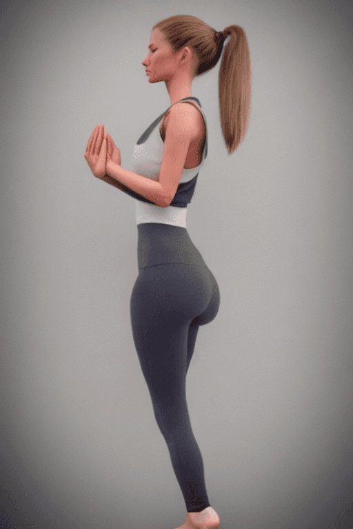 AI generated: skinny white yoga posture, yoga clothes, masterpiece_portrait, ponytail_hairstyle, leaning_forward,(...