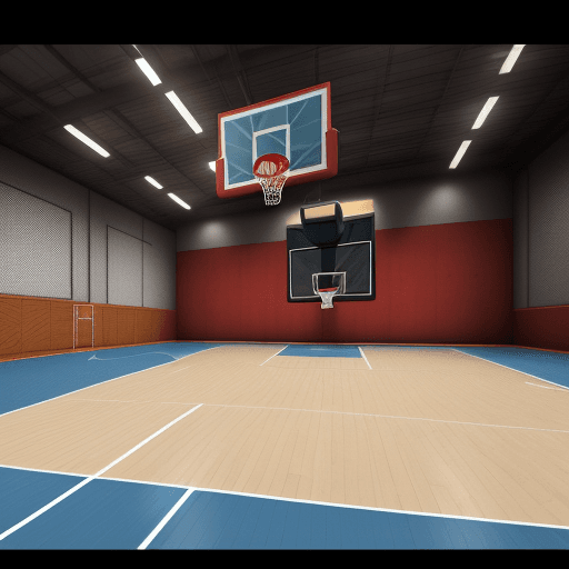 AI generated: high resolution background for making 2d platformer game contains a basketball field with 2 baskets ...