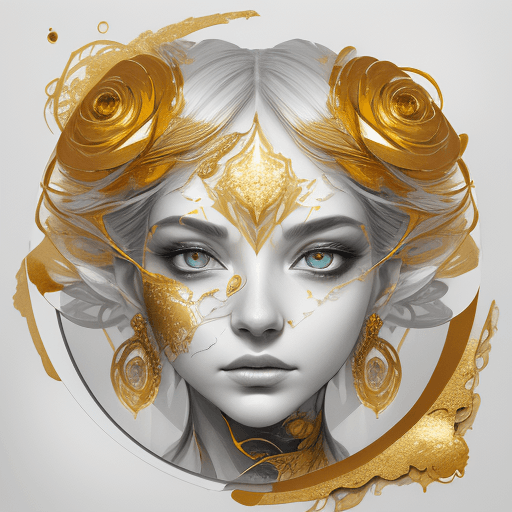 AI generated: Ultra detailed artistic abstract photography ofwoman's face (geometrical),golden, whiteroses, detail...