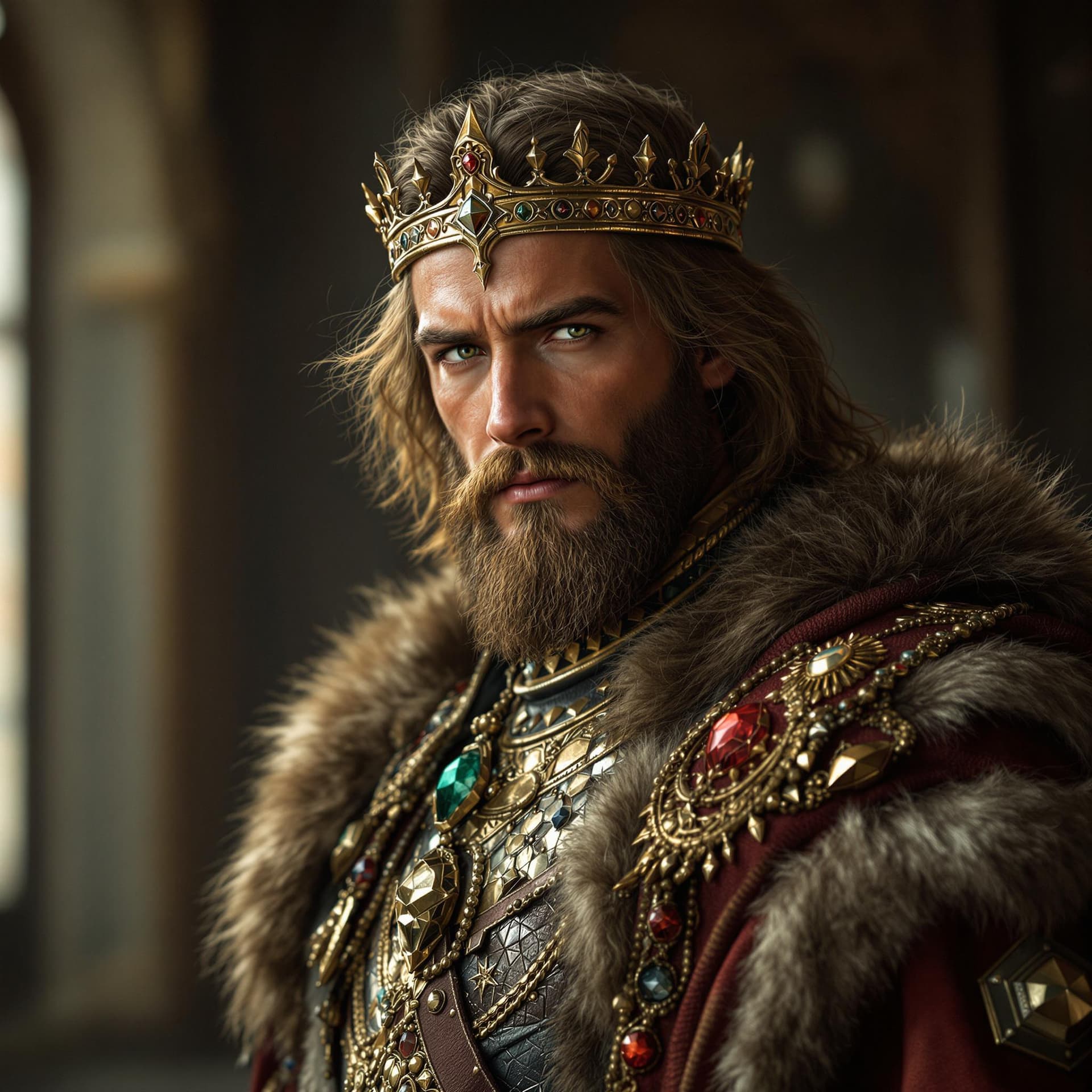 AI generated: Photorealistic photo if a young strong and charming legendary king