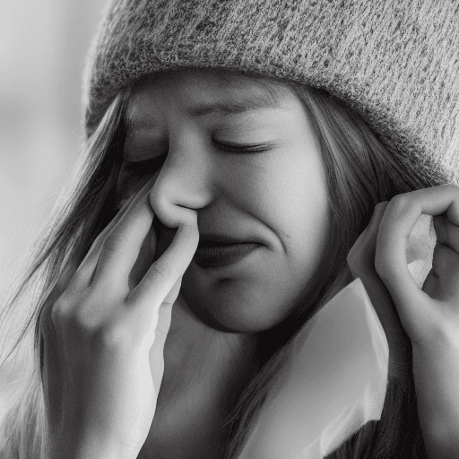 AI generated: A 20 year old woman
Looking at her nose
