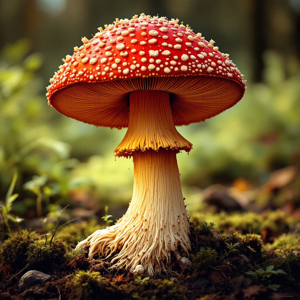 AI generated: Amanita mushroom.
Make it crazy and psychedelic. Mountains too.